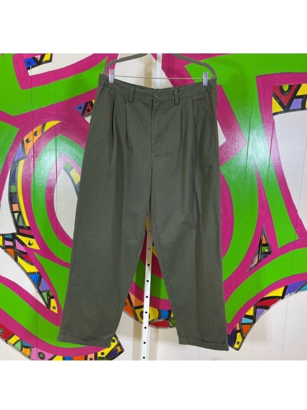 Athentic Laundered Khakis, Pleated Cuffed Pants. Size 36x30. Excellent condition